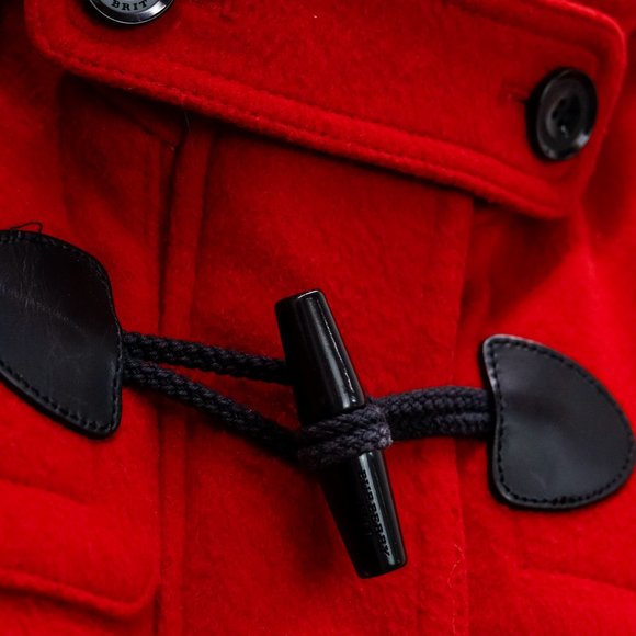 Burberry Brit Red Wool Hooded Coat - Picture 9 of 16